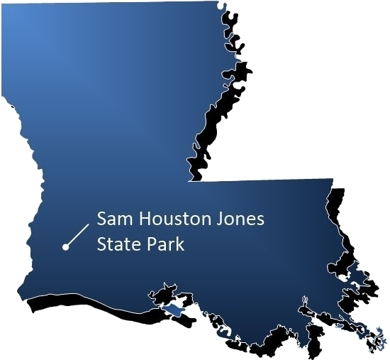 Sam Houston on the map blue burned