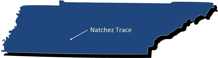 Natchez Trace on the map blue burned